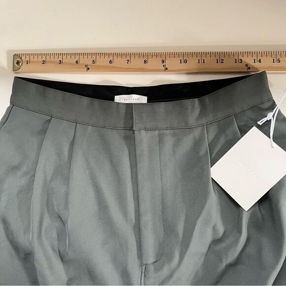 All:Row Pants Trousers Wide Leg High Waist Pleated Green Size Medium Annie Hall - Picture 7 of 10